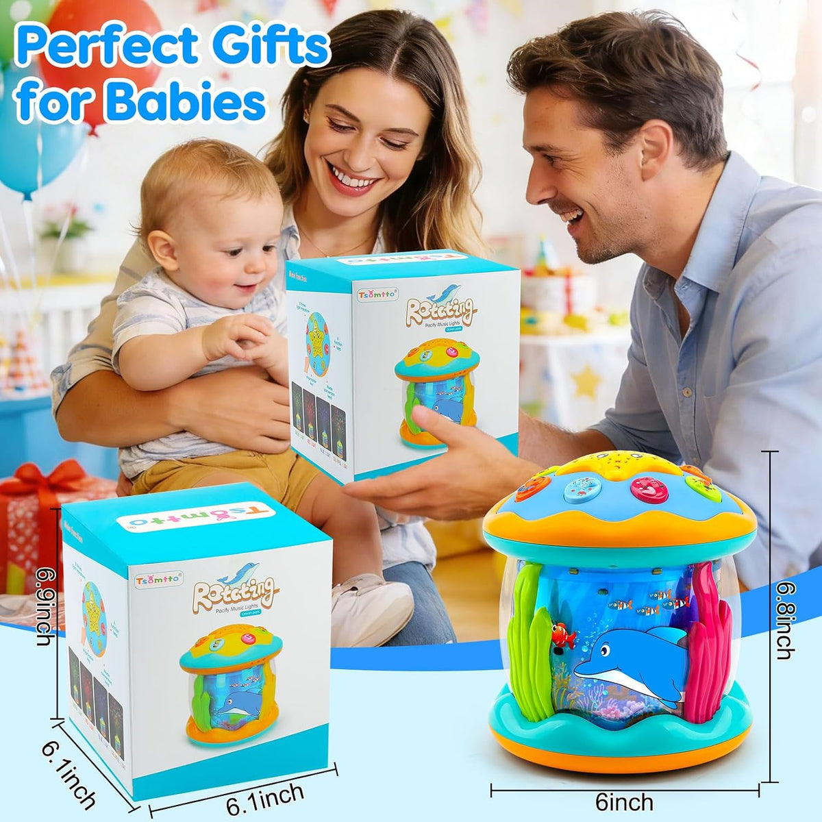 Tsomtto Juguetes para niños pequeños, proyector de océano, juguetes...