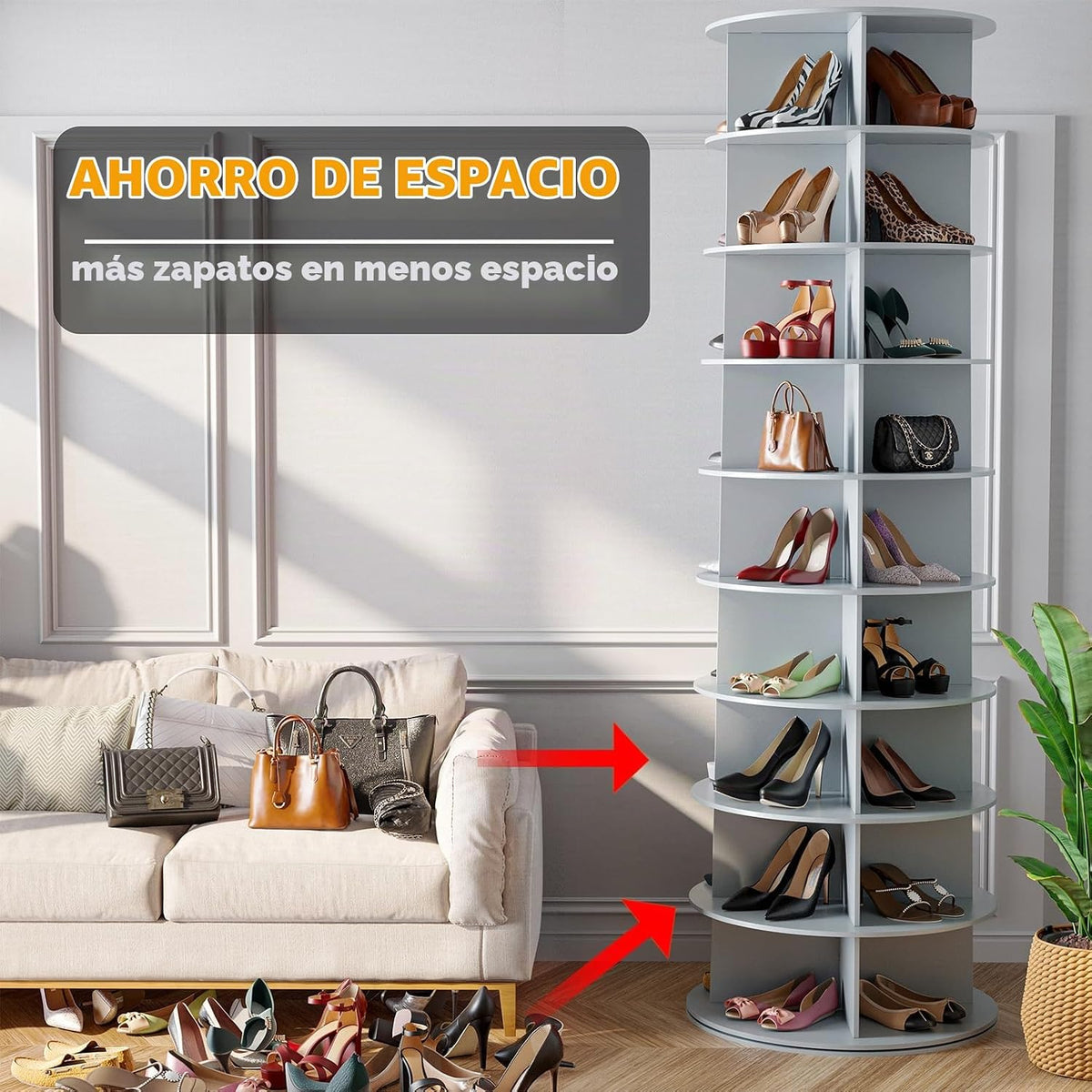 SpaceAid Zapatero giratorio de 9 niveles, torre de exhibición de za...