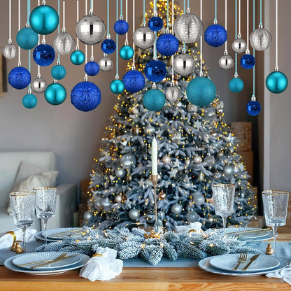 Relaxgiant - 36 bolas de Navidad para techo, mezcla azul | Tamaños...