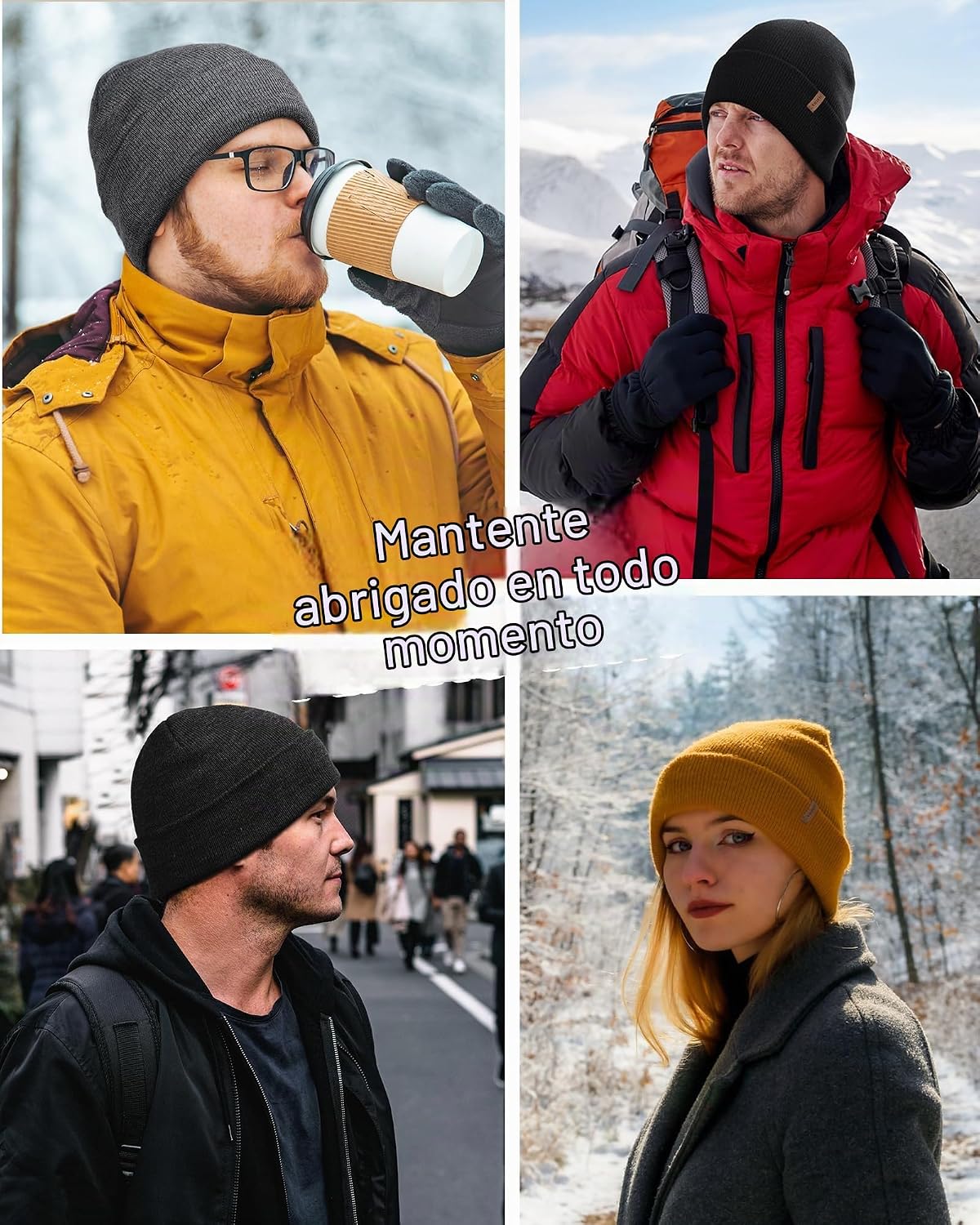 FURTALK Gorro de invierno con forro polar para hombre, doble capa,...