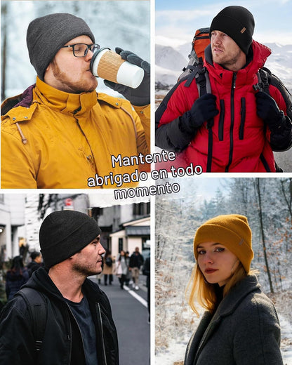 FURTALK Gorro de invierno con forro polar para hombre, doble capa,...