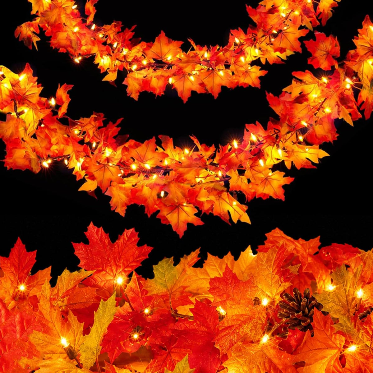 Decoraciones de otoño para el hogar, guirnalda de otoño enchufable...