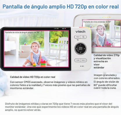 VTech VM818HD Monitor de bebé con video HD de 5 pulgadas y 720p | S...