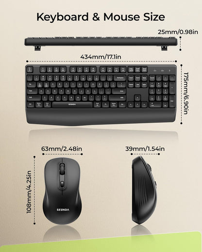 seenda COE200 Combo de teclado y mouse Bluetooth inalámbricos con |...