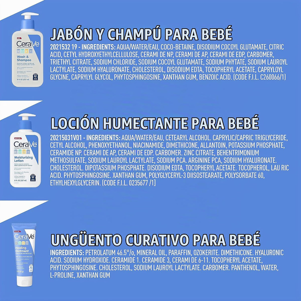 CeraVe Juego de baño para bebé, lavado y champú de 8 onzas + loción...