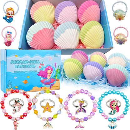 Bombas de baño de sirena para niños y niñas con sorpresa en el inte...