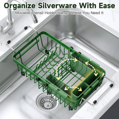 JASIWAY Mini escurridor de platos verde sobre el fregadero para apa...