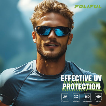 Foliful Paquete de 3 lentes de sol deportivos polarizados para homb...