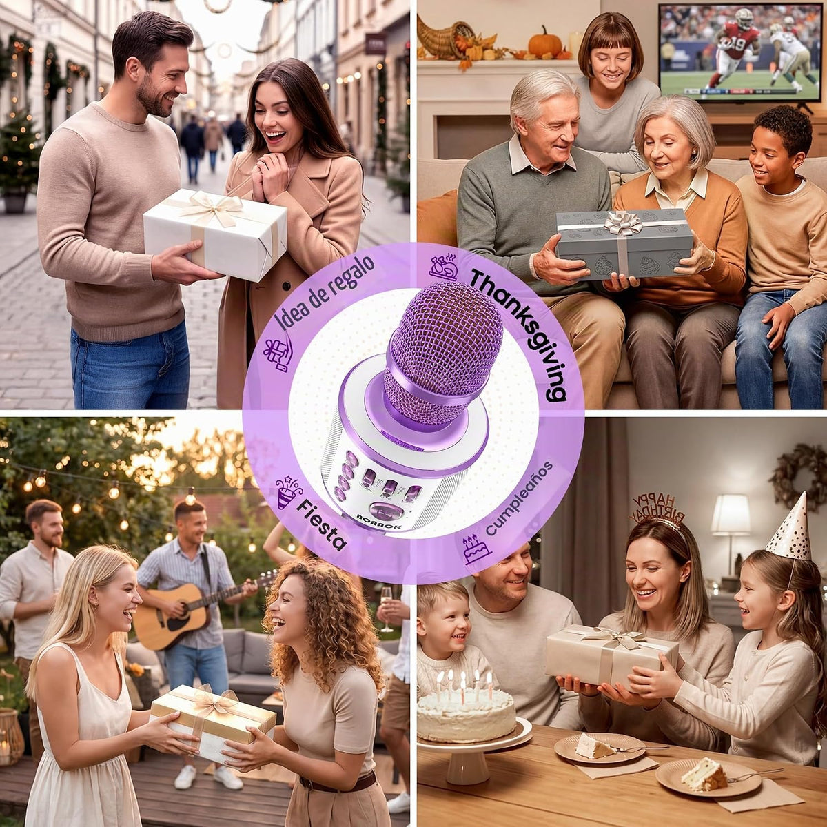 BONAOK - Micrófono inalámbrico Bluetooth de karaoke, 3 en 1; máquin...
