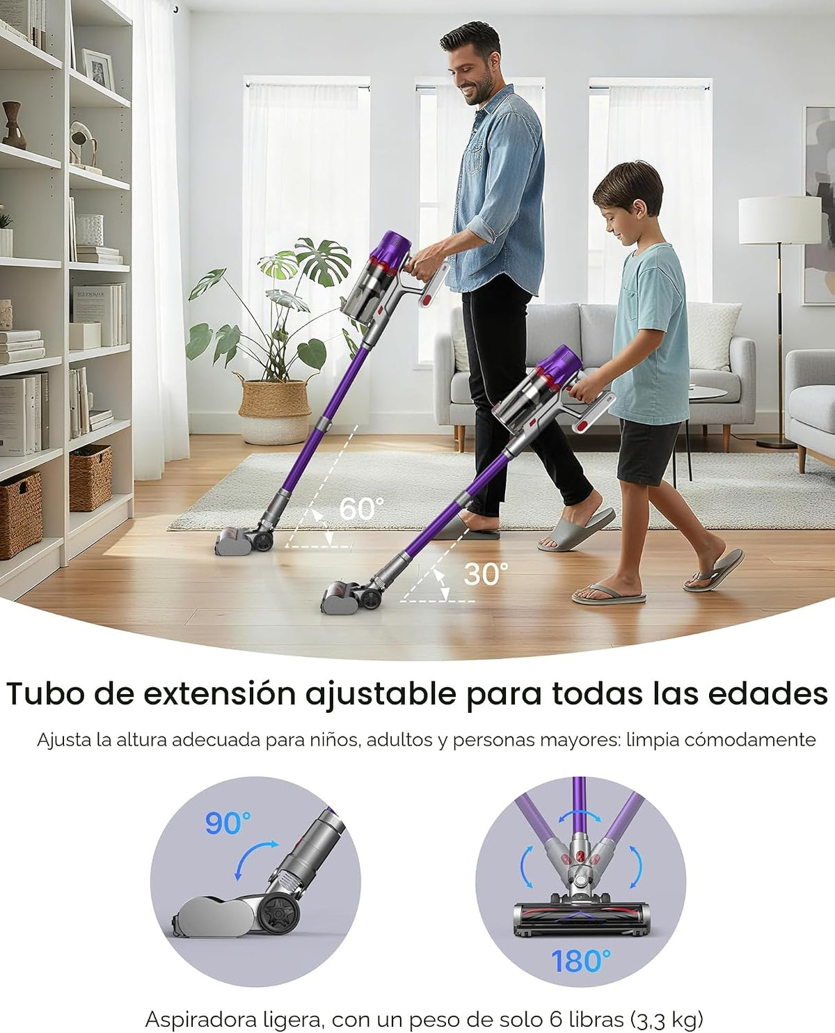 Aspiradora inalámbrica para el hogar, potente aspiradora con filtro...