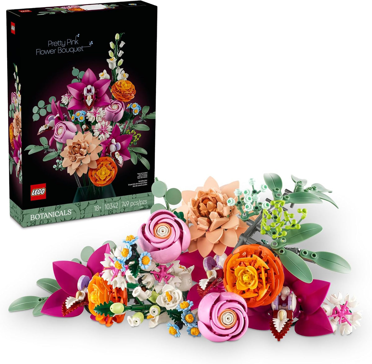 LEGO Botanicals 10342 - Juego de ramos de flores rosas para adultos...