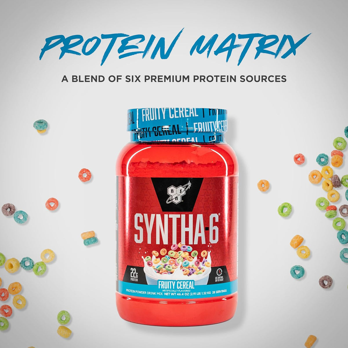 BSN SYNTHA-6 Proteína en polvo premium, cereales afrutados, 28 porc...