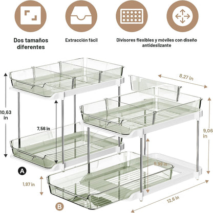 Delamu Organizadores y almacenamiento multiusos de 2 niveles para d...
