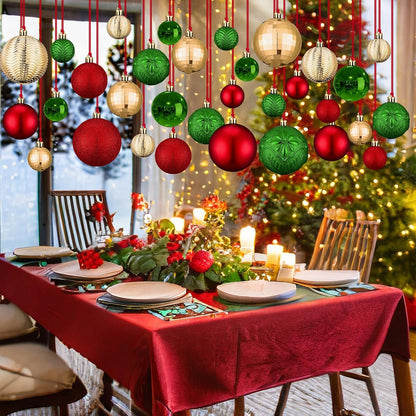 Relaxgiant - 36 bolas de Navidad para techo, rojo, verde, dorado |...