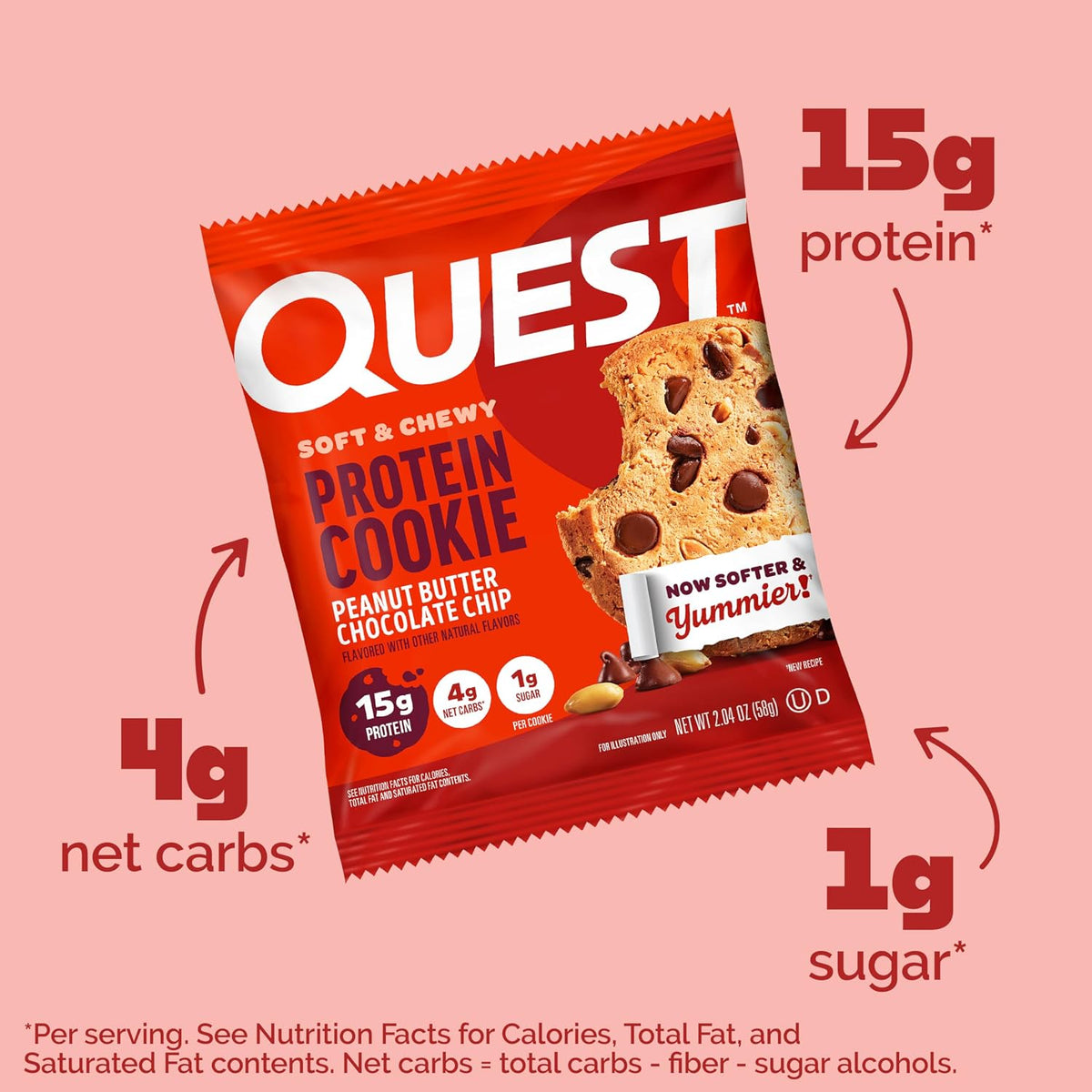 Quest Nutrition - Galletas de mantequilla de maní con chispas de ch...