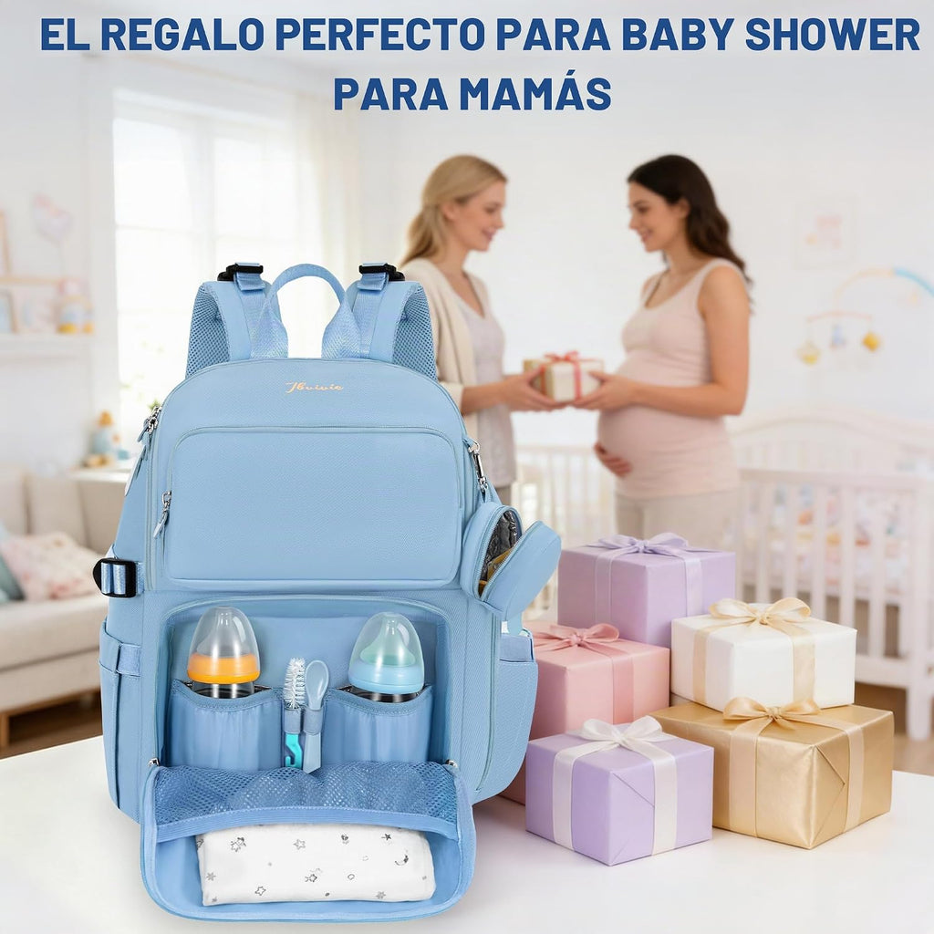 IBVIVIC Mochila para pañales con cambiador portátil, color azul cla...