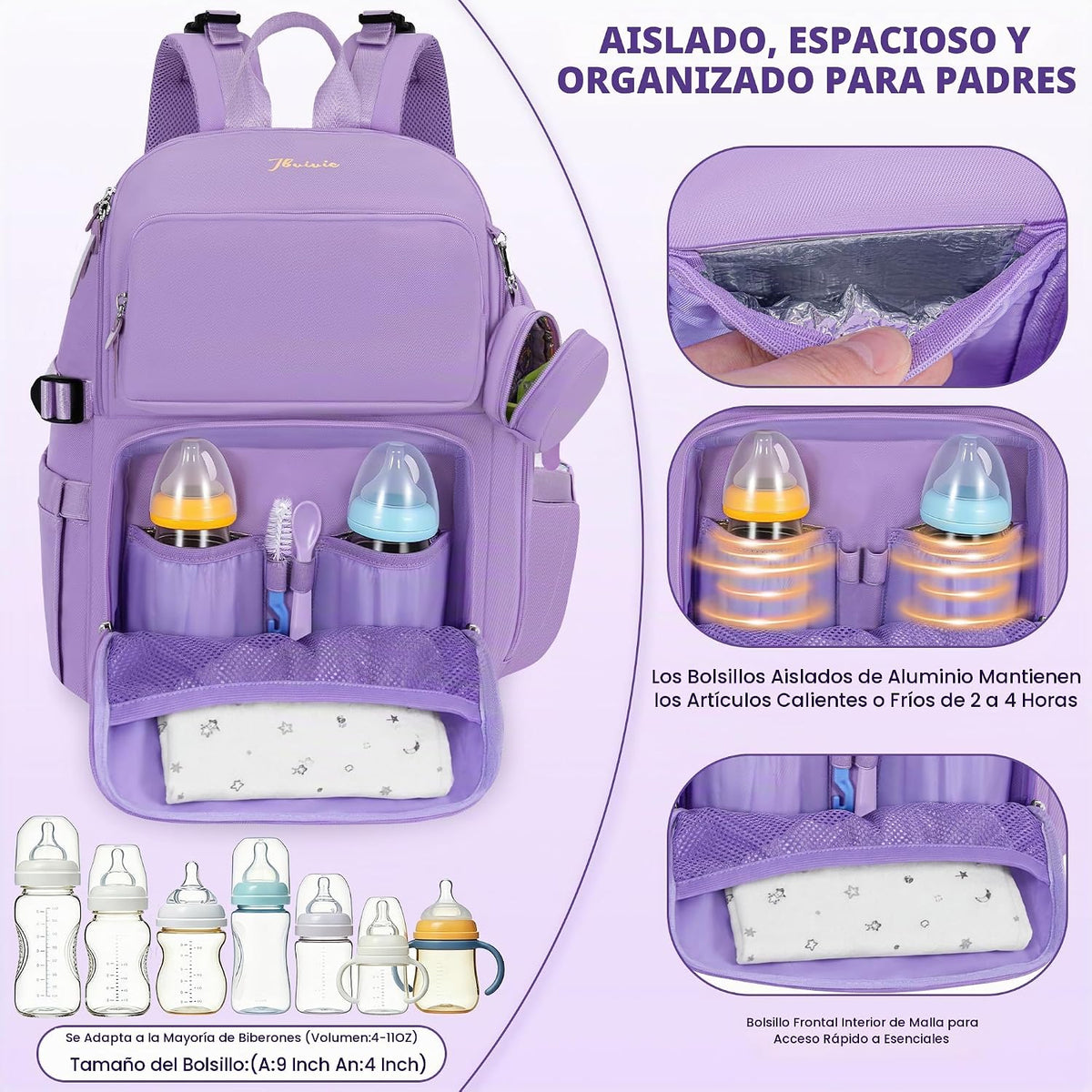IBVIVIC Bolsa de pañales Mochila para pañales de gran capacidad, Pú...