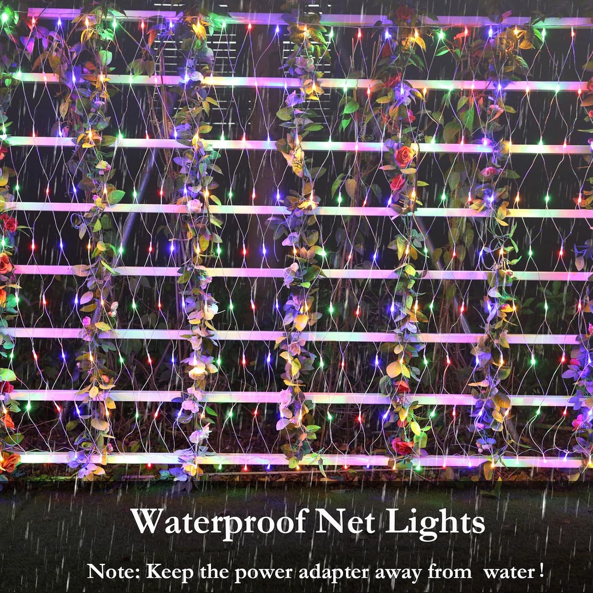 Joomer Paquete de 2 luces de red de Navidad de 12 pies x 5 pies, lu...