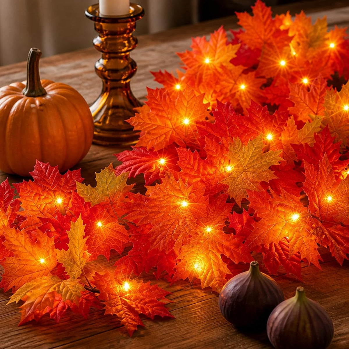 Decoraciones de otoño para el hogar, guirnalda de otoño enchufable...
