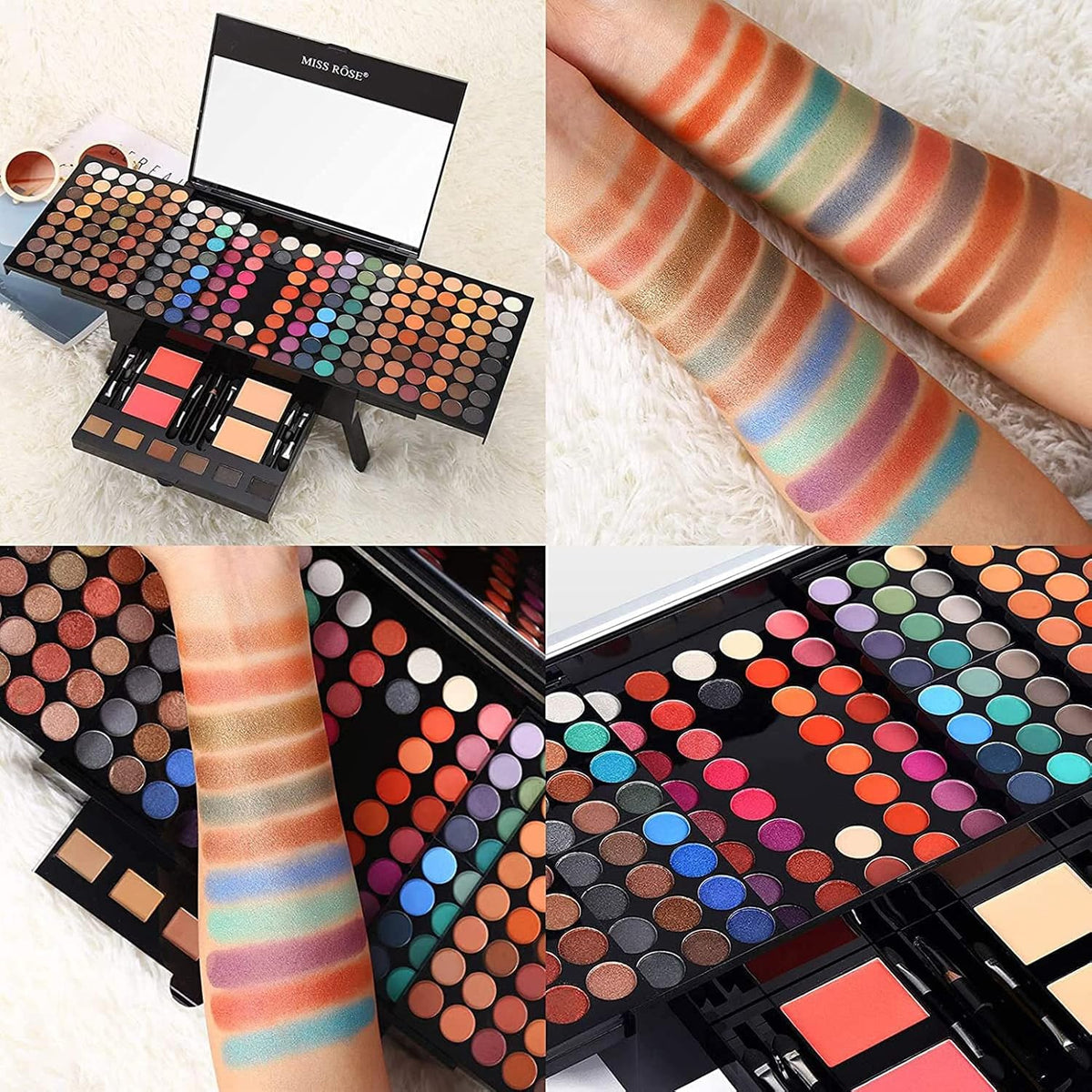 MISS ROSE Juego de maquillaje cosmético de 190 colores en caja de p...