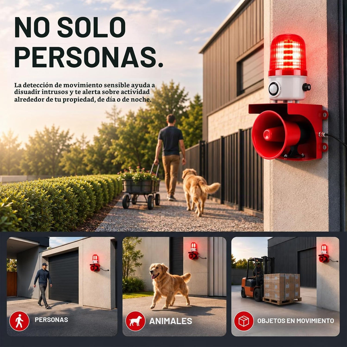 Alarma con sensor de movimiento con detección humana, sirena ajusta...
