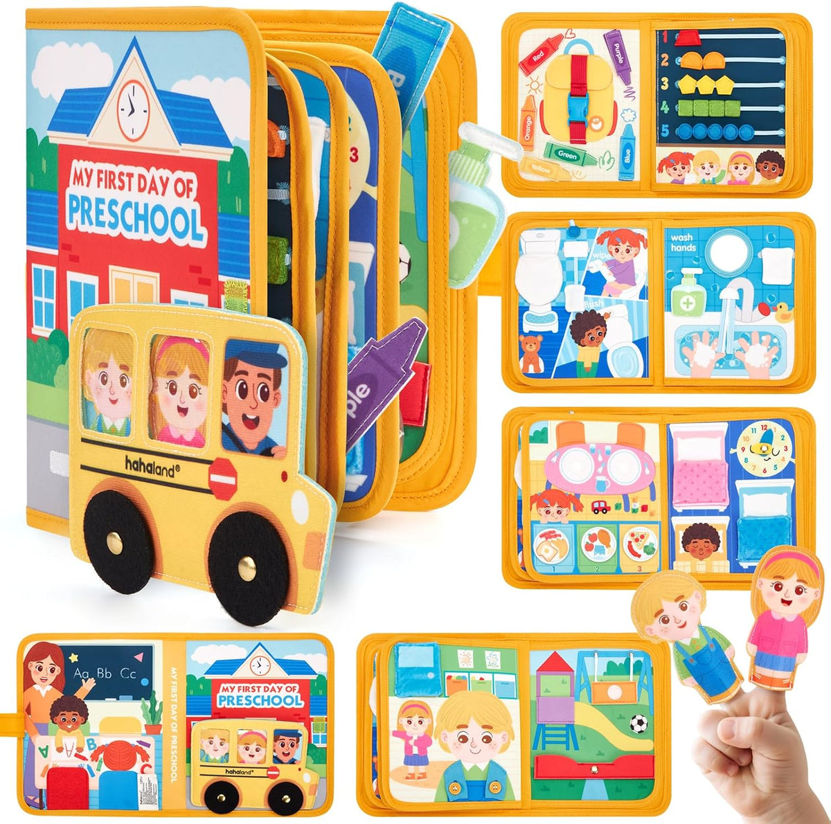 Hahaland Juguetes sensoriales para bebés y libro ocupado para niños...