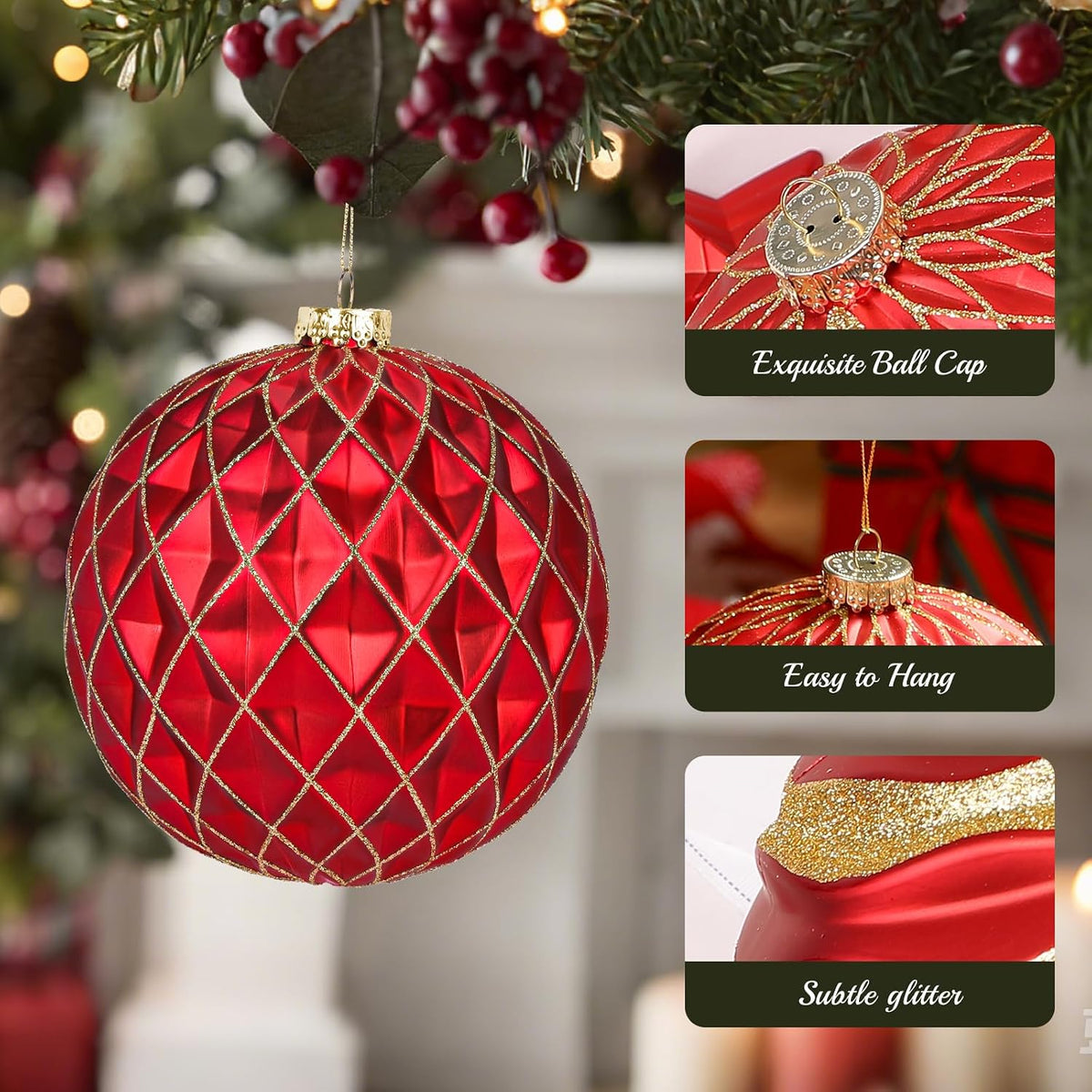 Alupssuc Adornos de bolas de Navidad grandes de 6 pulgadas\/5.906 i...