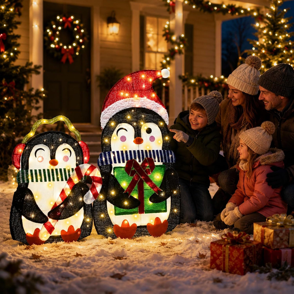 Ultym Pingüinos iluminados de 35 pulgadas para decoración de patio...