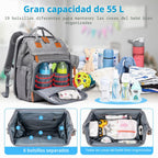 KABAQOO Mochila para pañales con estación de cambio desmontable, bo...