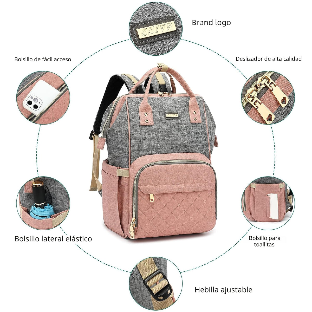 GAIVP Mochila para pañales, bolsas de pañales para bebés, niñas y n...