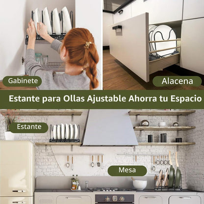 ROOHUA Estante organizador de tapas de ollas y sartenes para debajo...