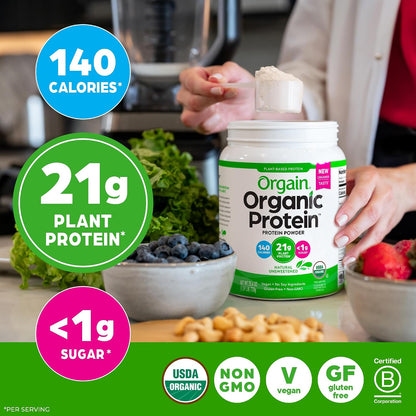 Orgain Proteína en polvo a base de plantas orgánicas, sin azúcar, 1...