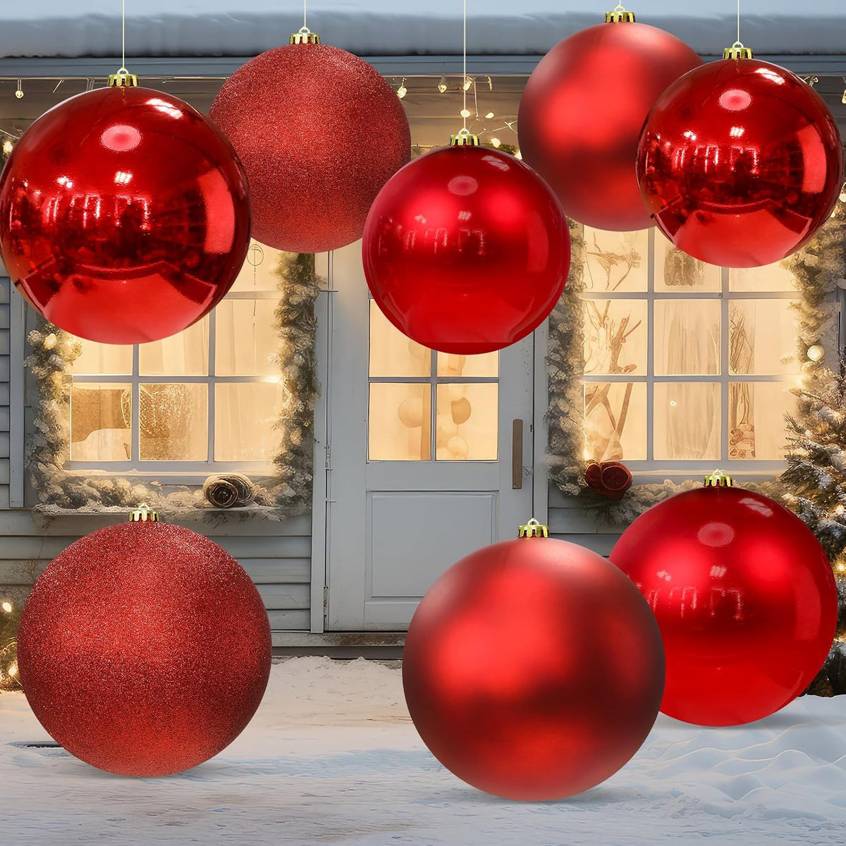 Silipull - Paquete de 8 bolas de adornos de Navidad grandes de 8 pu...