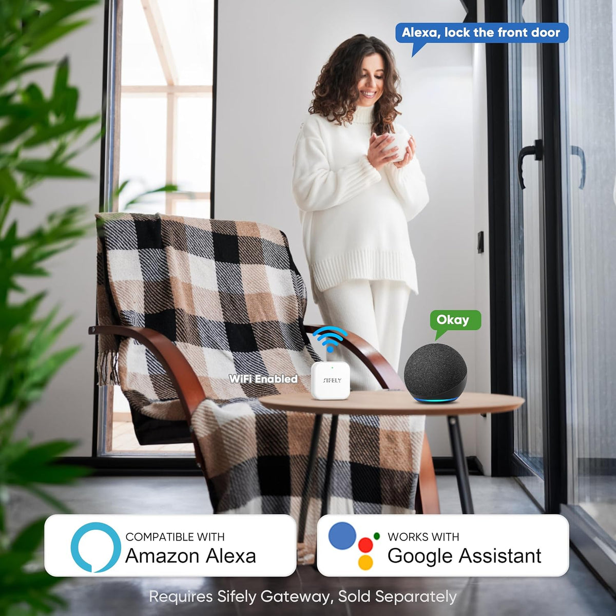 Cerradura de puerta inteligente con huella digital con asa y teclad...