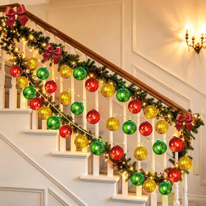 Tira de luces de bolas de Navidad de 20 pies, 30 LED, funciona con...