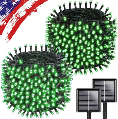 KAQ Paquete de 2 tiras de luces solares de 500 LED para exteriores...