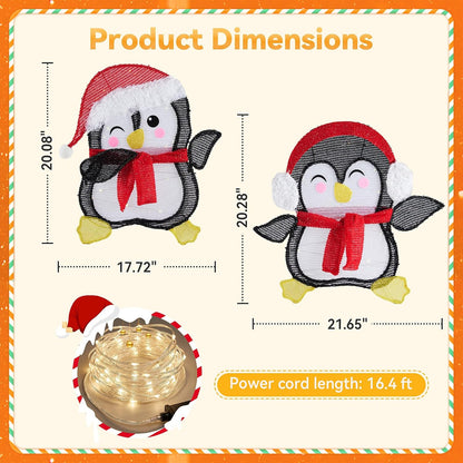 NEWBULIG Pingüino iluminado de 2 piezas para decoración navideña pa...
