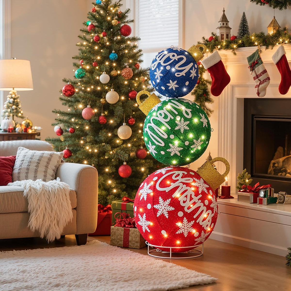Bola iluminada de 40 pulgadas para decoración navideña al aire libr...