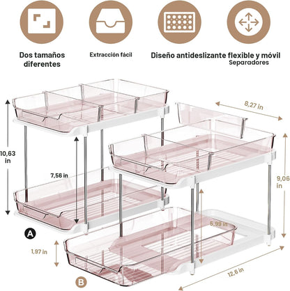 Delamu Organizadores y almacenamiento multiusos de 2 niveles para d...