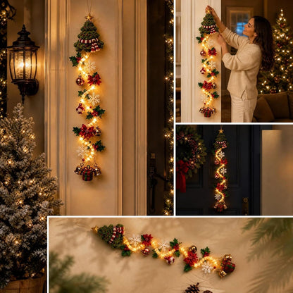 2 colgadores de puerta de Navidad iluminados con muñeco de nieve, l...