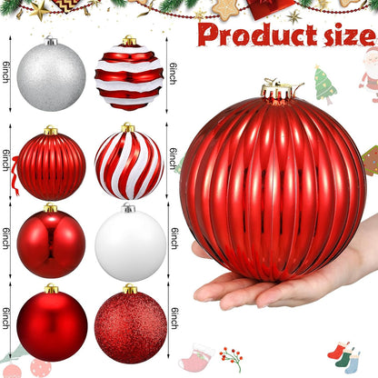 Deekin - Paquete de 8 bolas de adornos de Navidad extragrandes en r...