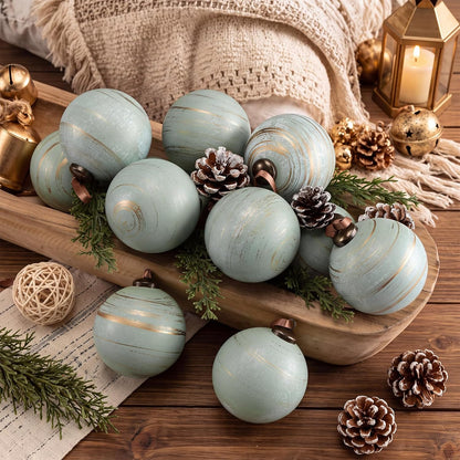 Yunlly 12 adornos de Navidad neutros, verde salvia, 3.15 pulgadas |...