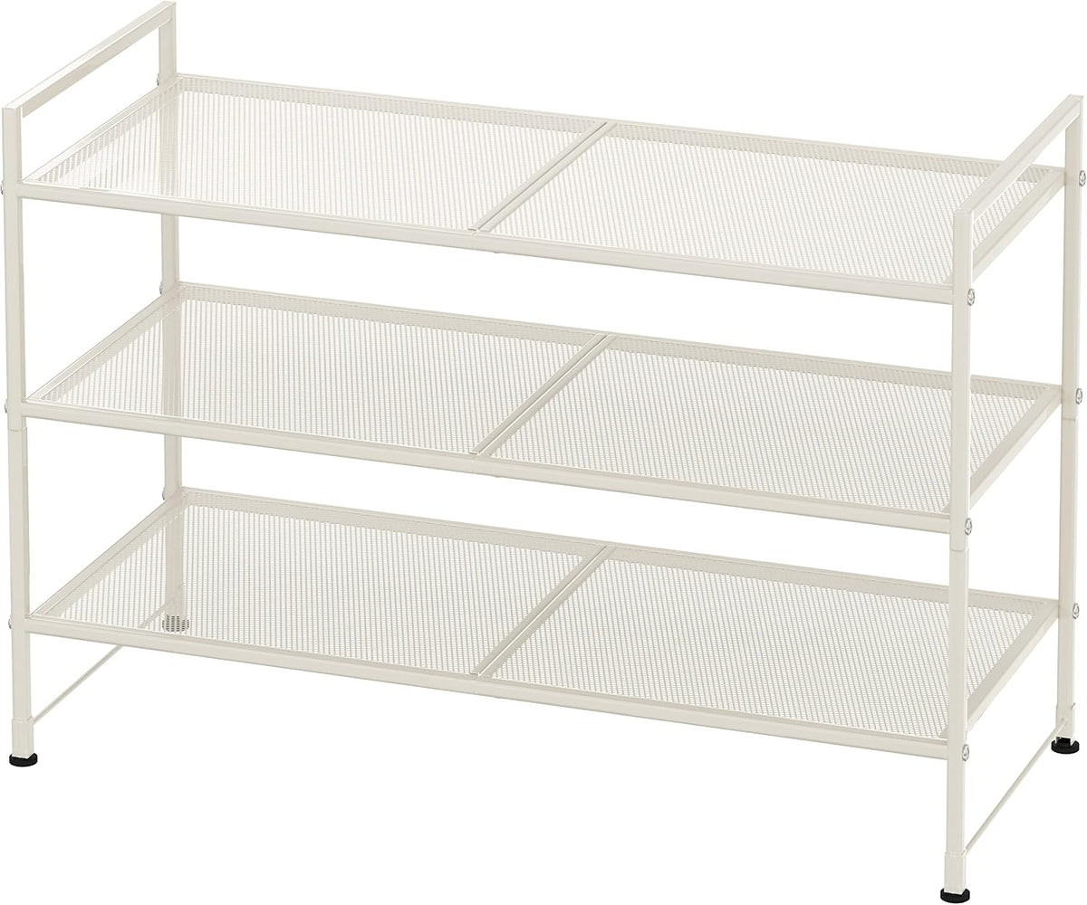 Simple Houseware Zapatero apilable con panel de metal de 3 niveles...