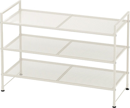 Simple Houseware Zapatero apilable con panel de metal de 3 niveles...