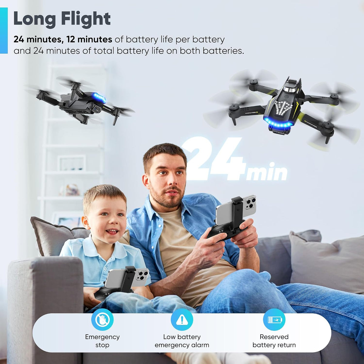 Drone con cámara y drone para niños con luces frías y 2 baterías |...
