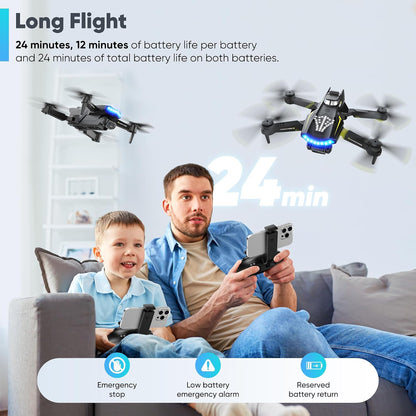 Drone con cámara y drone para niños con luces frías y 2 baterías |...