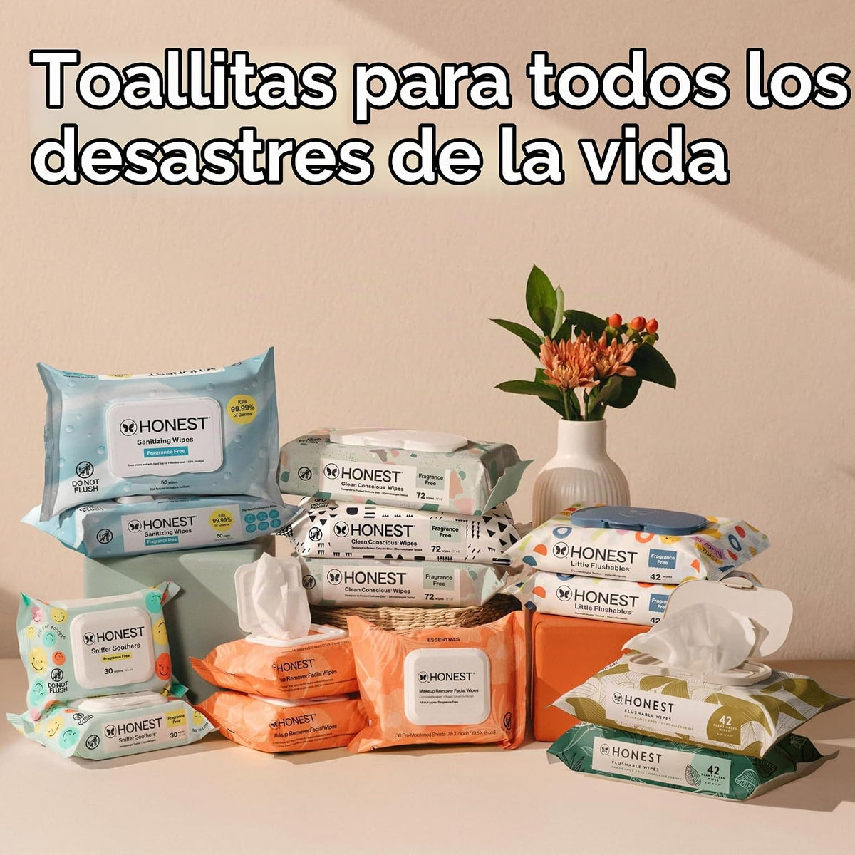The Honest Company Toallitas multiusos para bebés, Sunburst, 864 un...