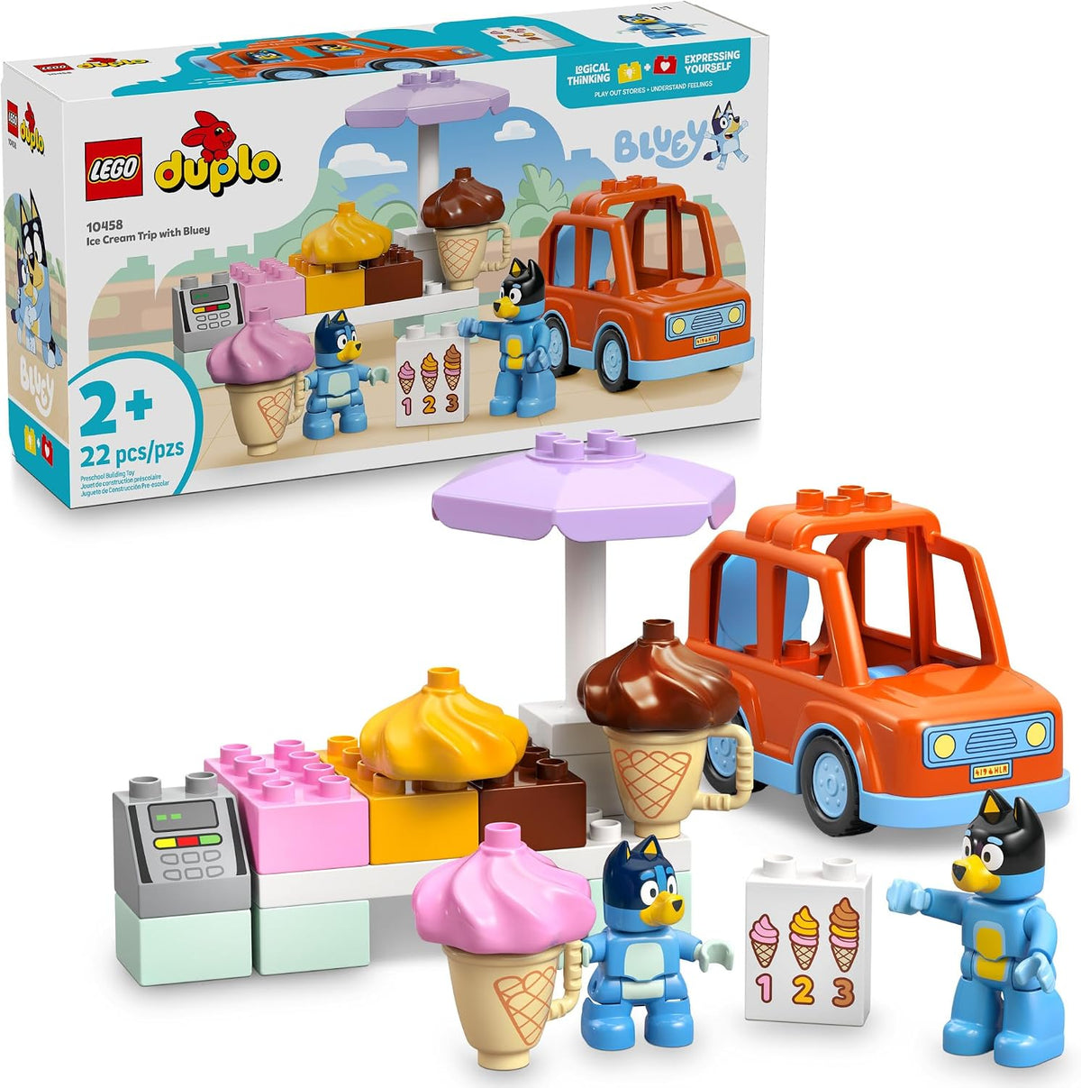 LEGO DUPLO Bluey Ice Cream Trip with Bluey - Juguete para niños peq...