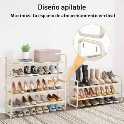 Zapatero de metal expandible para armario, entrada y garaje, 2 nive...
