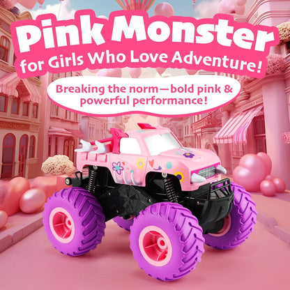Threeking 1:16 Camión Monstruo Anfibio Coche de Control Remoto Rosa...